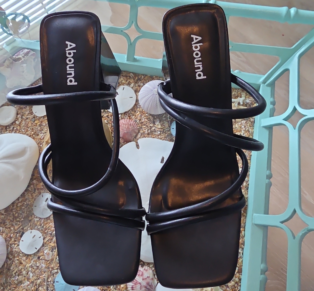 Abound Black Multi-Strap Square-Toe Heels